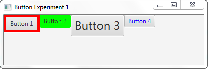 4 JavaFX Button instances with different CSS styling set on them.