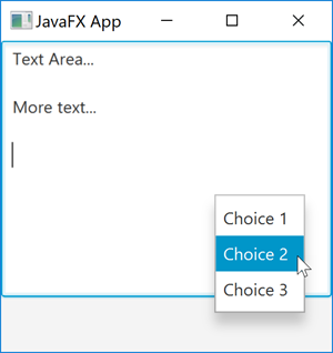 JavaFX ContextMenu attached to a TextArea.