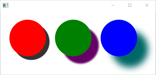 JavaFX Drop Shadow effect on three circles.