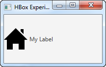 A JavaFX Label component with an image embedded.