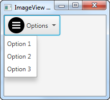 A JavaFX MenuButton control with an image icon displayed in the scene graph.