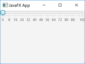 A JavaFX Slider control with tick marks and labels shown.