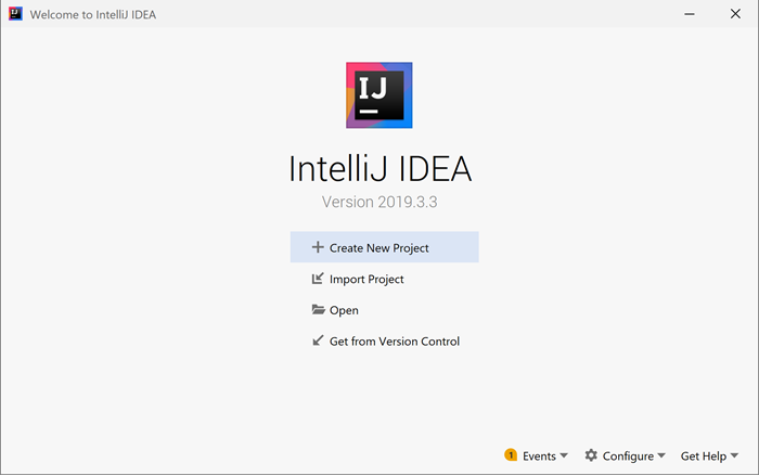 The dialog shown the first time IntelliJ is started up.
